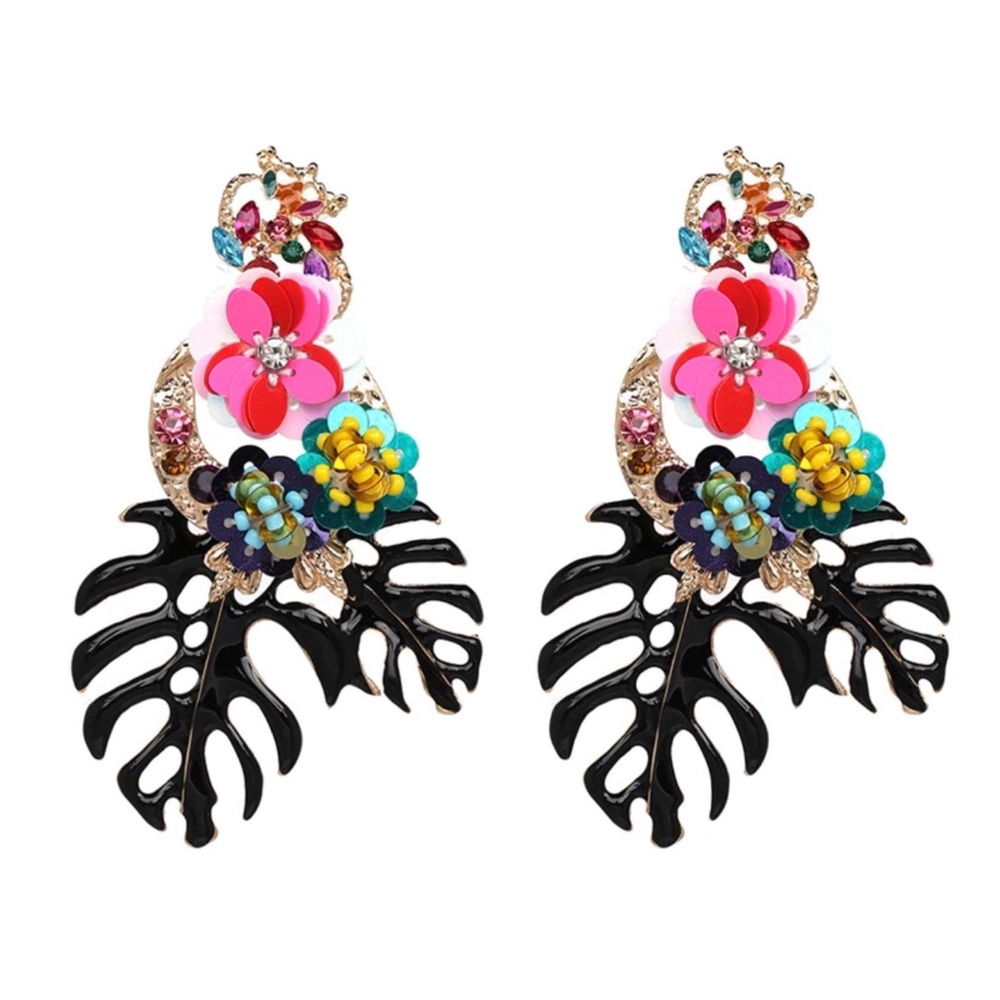 Colorful Bold Color Statement Earrings - Picture 2 of 8